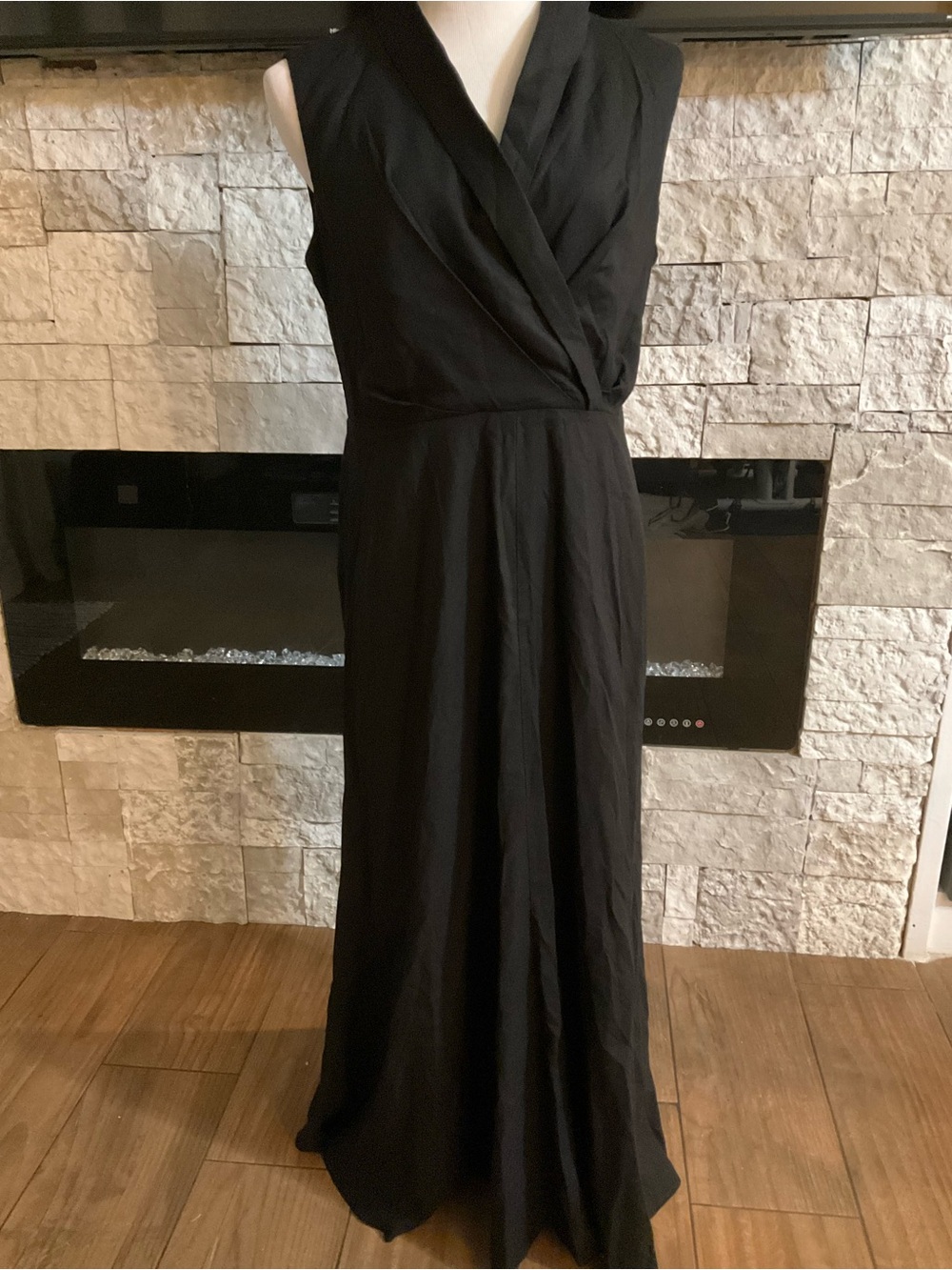 Commense Black Sleeveless Wrap Maxi Dress Size L